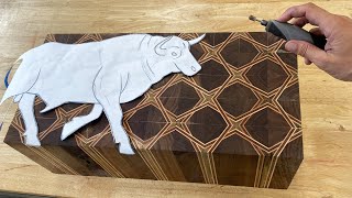 I Carved this Patterned Block Into a Bull [upl. by Dorn]