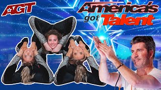 SOFIE DOSSI amp THE RYBKA TWINS AUDITION AS A CONTORTION TRIO FOR AGT [upl. by Ja515]