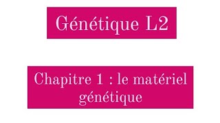 Génétique L2  le matériel génétique [upl. by Munt]