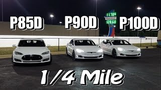 Tesla P100D 14 Mile vs P90D amp P85D Ludicrous  NEW Racing Wheels [upl. by Hadihahs]