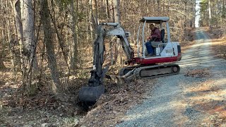 Unblocking A Culvert Pipe With The Mini Excavator [upl. by Dino]