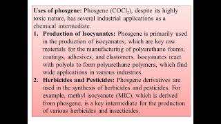 VI SEM Paper VII Inorganic ChemistryPhosgene heterogeneous catalysis of CO amp Cl2 uses storage [upl. by Ailahtan]