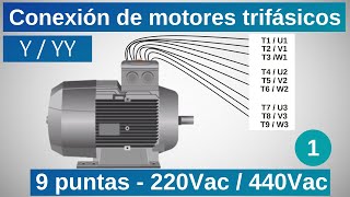 Conexión de MOTORES ELECTRICOS de 9 PUNTAS para 220V y 440V  Parte 1 [upl. by Annayad]