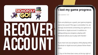 How To Recover Your Monopoly Go Account In 2024 [upl. by Wauters]