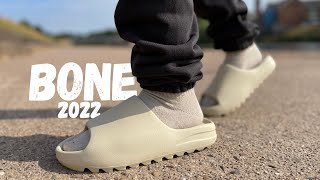 They FINALLY Did It Yeezy Slide BONE 2022 Review amp On Foot [upl. by Laikeze]