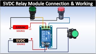 5vdc Relay Module Connection and Working  single relay module connection  5v relay connection [upl. by Nylla]