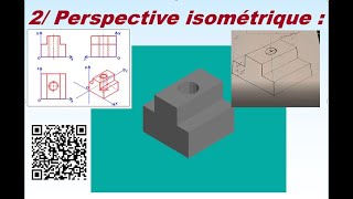 Réalisation perspective Isométrique  écrou en T  vidéo 2 [upl. by Giavani]