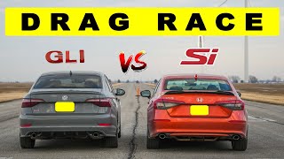 2022 Honda Civic Si vs VW Jetta GLI not bad Drag and Roll Race [upl. by Jallier66]