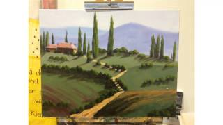 Tuscany Landscape Painting  Step By Step Demonstration MooreMethod [upl. by Atiruam]