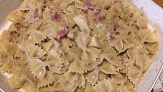 BaconArtichoke Hearts Bow Tie Pasta With Alfredo Sauce [upl. by Neztnaj]