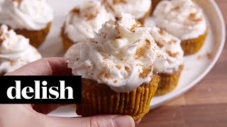 Pumpkin Pie Cupcakes  Delish [upl. by Estas]