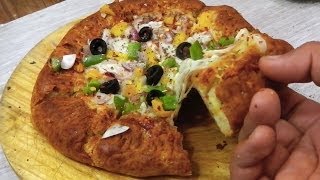 So Cheesy Veg Pizza  Stuffed Crust Sandwiched Base 3 Cheese In flat 25 Mins [upl. by Fassold]