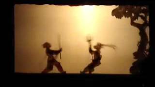 Chinese Shadows Puppet Theatre Monkey King Fighting Wuzhen China [upl. by Rutter867]