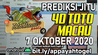 PREDIKSI JITU 4D TOTO MACAU HARI INI 7 OKTOBER 2020 SEMUA PUTARAN  RUMUS AYAHTOGEL [upl. by Thun573]