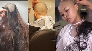 Beautiful girl amazing headshave 2022 Girl headshave with razor Long hair to headshave [upl. by Bac]