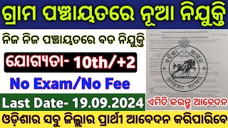 Odisha Panchayat Level Govt Jobs 2024  Odisha Jogana Sahayak Vacancy  Odisha Govt Jobs 2024 [upl. by Aeslahc230]