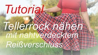 Tellerrock mit nahtverdecktem Reißverschluss nähen  Nähanleitung [upl. by Alahc176]