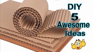 DIY  5 Awesome Cardboard Craft Ideas  Best out of waste [upl. by Jerold]