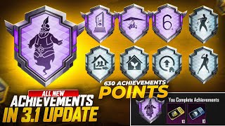 All New 31 Update Achievement  Get 630 Achievement Points  How To Complete New Achievement Pubgm [upl. by Chi]