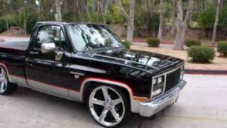 1982 CHEVY C10 SHORTBED SILVERADO MODIFIED 350V8 24 IN IROCS BY MG MOTORING video 4 [upl. by Notyalc]