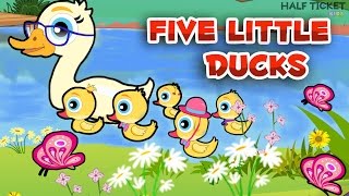 Five Little Ducks  Nursery Rhymes And Kids Songs With Lyrics [upl. by Dnomrej]