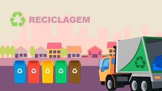 As cores das lixeiras da coleta seletiva para reciclagem na educação ambiental [upl. by Alikat]