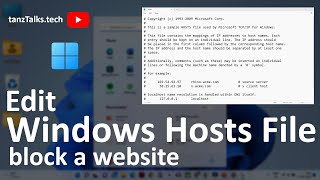 How to edit Hosts file in Windows 11  Edit hosts file  Block a Domain or a SubDomain [upl. by Stclair]