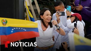 La opositora María Corina Machado habla tras ser descalificada de las elecciones en Venezuela [upl. by Wein939]