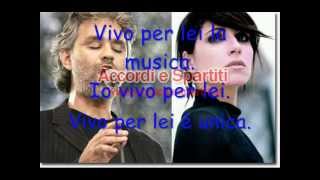 Vivo per lei con testo Andrea Bocelli e Giorgia [upl. by Levania]