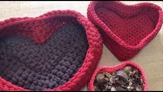 Tuto panier coeur au crochet spécial gaucher [upl. by Negrom]