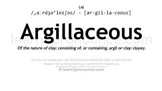 Pronunciation of Argillaceous  Definition of Argillaceous [upl. by Niarfe]