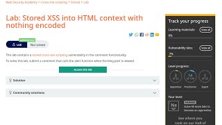 Web Security Academy  XSS  2  Stored HTML Context Nothing Encoded [upl. by Ydualc]