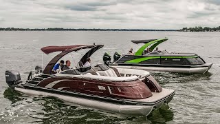 Bennington 27QXT2  Dual Yamaha 300s VS Mercury 300s Race  The Most Agile Tritoon on The Market [upl. by Volny]