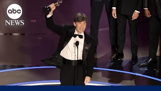 Oscars 2024 Cillian Murphy accepts Academy Award for Best Actor in Oppenheimer [upl. by Anilemrac943]