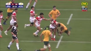 Referee Nick Briant ignores obvious high tackle in build up to Australia try [upl. by Athiste]