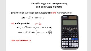 Sinusförmige Wechselspannung mit dem Taschenrechner  Bogenmaß  Gradmaß  Casio fx991  Elektro [upl. by Nnov662]