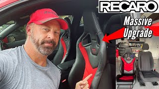 Massive Upgrade to my Twin Turbo Mustang  Recaro Sportster GT Install [upl. by Ihcego681]