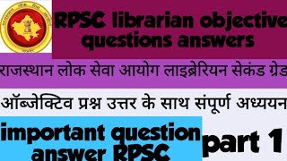 RPSC librarian questions and answers Rajasthan librarian questions and answersRPSC librarian MCQ [upl. by Anahoj643]