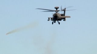 AH64 Apache Helicopter in Action  Rocket Launch Machine Gun Live Fire [upl. by Aivital]