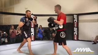 UFC 202 Conor McGregor Media Workout [upl. by Ovatsug871]