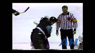 NHL Apr 16 1992 Kelly ChaseSTL v Derian HatcherMIN St Louis Blues Minnesota North Stars [upl. by Dari879]