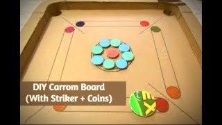 How to make a carrom board at home Simple and easy DIY board game with cardboard [upl. by Durrett471]