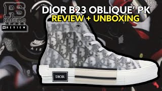 Dior B23 High Top Logo Oblique PK  REVIEW  UNBOXING [upl. by Lapointe]