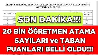 20 BİN ÖĞRETMEN ATAMA SAYILARI VE TABAN PUANLARI BELLİ OLDU 🔥 [upl. by Kaylil]