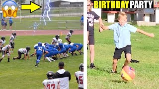 LIGHTNING STRIKES DELAY FOOTBALL GAME and KICKBALL BIRTHDAY PARTY 🏈⚡️ [upl. by Nitsed]