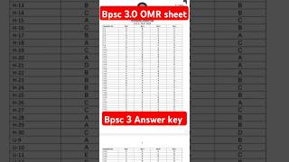 Bpsc 30 OMR sheet  bpsc 3 answer sheet  bpsc answerkey youtubeshorts shorts result update [upl. by Airual473]