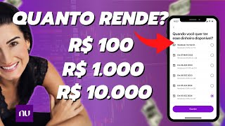 QUANTO RENDE INVESTIR 100 1 MIL E 10 MIL REAIS NO NUBANK COMO CALCULAR O RENDIMENTO TABELA EXCEL [upl. by Eryn690]