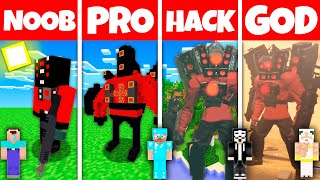 Minecraft Battle NOOB vs PRO vs HACKER vs GOD NEW SPEAKER TITAN BASE HOUSE BUILD Animation [upl. by Madelon412]