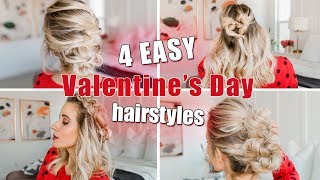 4 Easy Valentines Hairstyles for medium length hair ❤️ [upl. by Suoivatco]