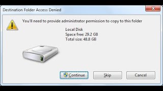 Como fornecer permissão de administrador para copiar para a pasta [upl. by Netsirhk936]
